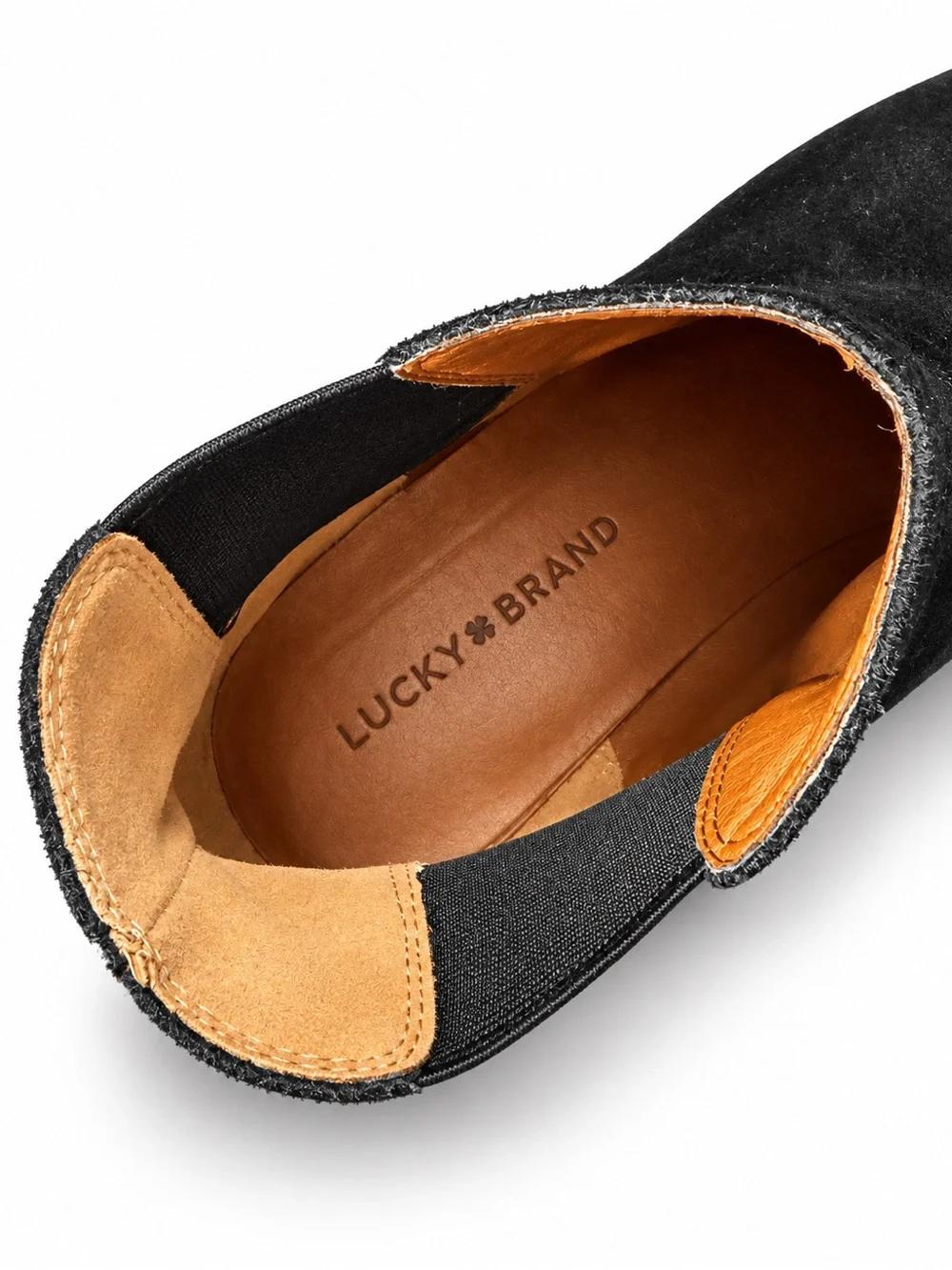 Lucky Brand Black Suede Chelsea Ankle Boots Block Heel Booties